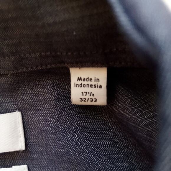 Calvin Klein Mens Button Up Shirt Size 17.5 32/33 Blue Non Iron Career Preppy - Picture 4 of 8